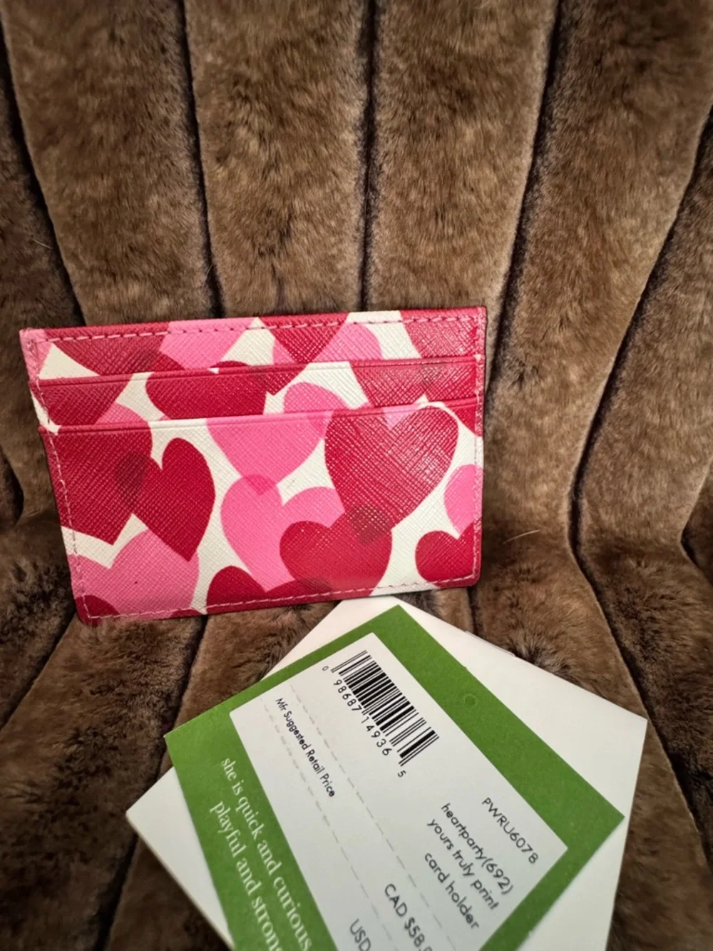 NWT kate spade New York Pink & Red Heart Card Holder - Picture 2 of 2
